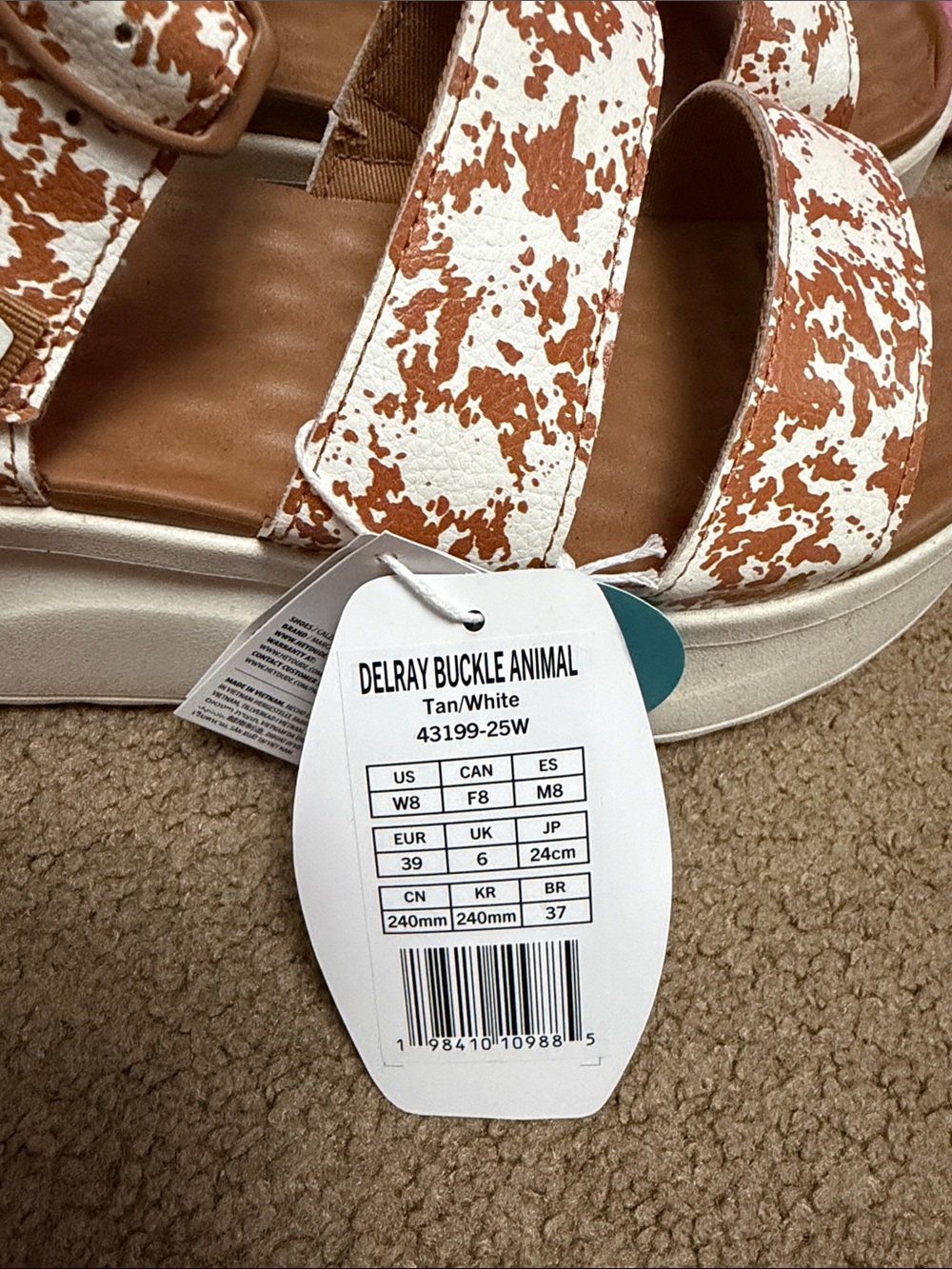 Hey Dude Tan and White Speckled Platform Sandals (W8) - Picture 3 of 5